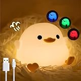 IFTHFOUR DoDo Duck Night Light, LED Cute Silicone Dimmable Nursery Lamp, Rechargeable USB-C Bedside Touch Sensor Lamp, RGB & Warm White Light for Kids, Bedrooms, Dorm Decor, and Gift Ideas(Charging)
