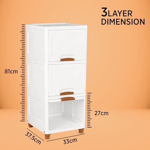 Image of TEKCOOL Plastic Wardrobe for Clothes : Versatile Plastic Cupboard for Storage Organizer & Organisers Storage Box for Ideal for Neat and Tidy Storage Solutions Almirah for Clothes (White, 3XL);