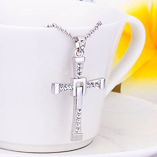 Mahi Rhodium Plated Religious Cross Pendant with Crystal for Men & Women PS1101545R 4