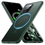 FNDMIL [NO.1 Magnetisch für Samsung Galaxy S20 Ultra Hülle mit MagSafe [Militär Stoßfest][Translucent Matt][Anti-Fingerabdruck] Hardcase Weicher Silikonrahmen Handyhülle für S20 Ultra Hülle Grün