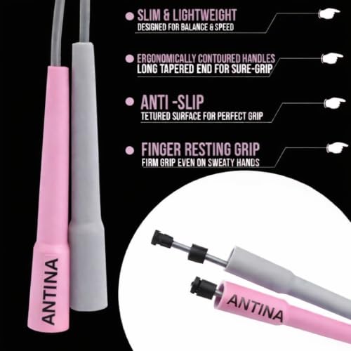 Image of Worldwide Adjustable Skipping Rope for Men & Women Speed Jump Rope for Exercise, Gym, Sports & Fitness(BABYPINK /GREY)