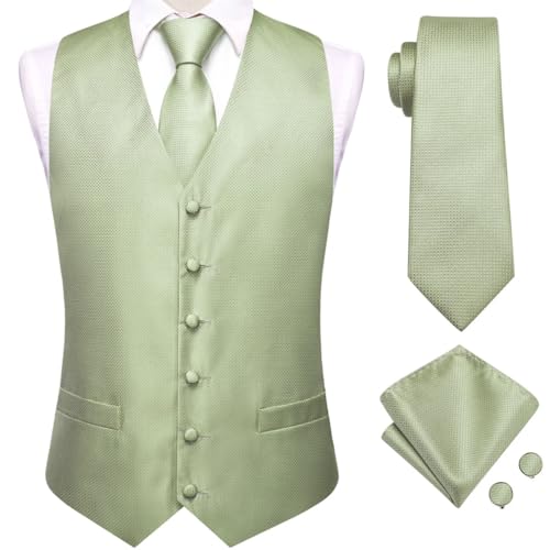 Men's Party Occasion Silk Vest and Tie Set Formal Outfit with Pocket Accessories2