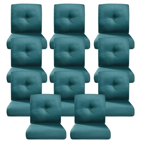 Image of Luxury 4 inch Thick Outdoor Cushion Set of 11 - 22x24 Patio Furniture Cushions with 28D High-Density Foam, Water-Resistant & Fade-Resistant Fabric, Removable Covers for Patio Furniture Sofa -Peacock Blue