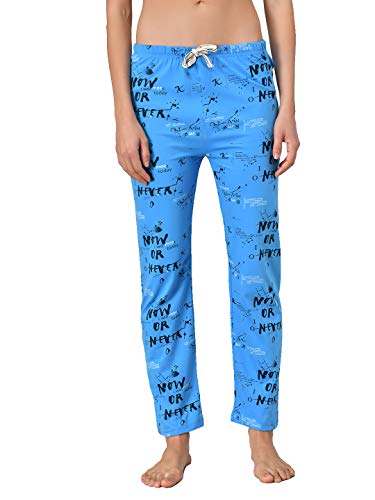 Image of KOTTY Blue Cotton Printed Women Pyjama