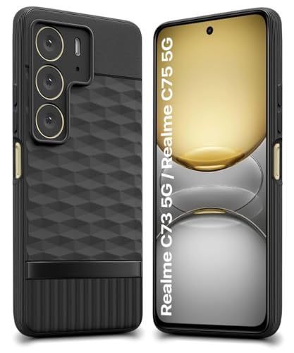 Image of WOW IMAGINE Back Cover for Realme C75 | Realme C73 | Narzo 80 lite 5G | P3 Lite 5G with Hexa Cube Design | Ultra Slim Soft Rubberised Case | Inner Velvet Fabric | Matte Silicone Flexible Case - Black