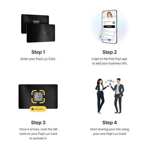 Image of Authentic Patented Popl Card (Avoid Fake Knockoffs) - Smart NFC Networking Card - Simply Tap to Exchange Contact Info, Capture Leads, & Manage Contacts (Limited Edition Black Lux)