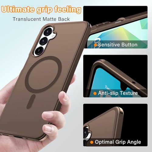 Image of Elzzi Magnetic Magsafe Designed for Samsung A16 5G Case Translucent Matte Hard PC + TPU Back Cover [Compatible with MagSafe] Phone Case (Desert Titanium)