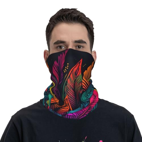Neck Gaiter Face Mask UV Protector Scarf Breathable Windproof Face Cover Colorful tropical leaves pattern Balaclava Summer Cooling Gator Cover Seamless Bandana Head Wrap for Men Women2