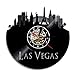 LWXJK Miasto gier Las Vegas panorama vintage zegar ścienny kasyno pejzaż miasta płyta winylowa zegar ścienny Nevada architektura dekoracyjny zegarek