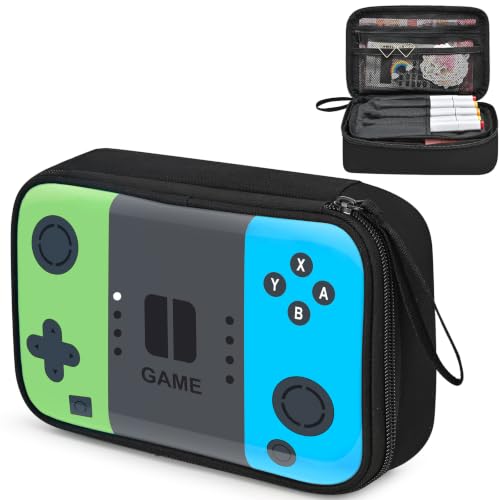Image of Gamer Pencil Case for Boys - Large Kids Pencil Pouch with 4 Compartments, Wide Zipper Opening, Durable Wipable Fabric Easy to Clean, Soft School Supplies Box for Grades 1-6, Fits All Gear