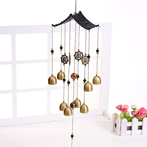 VOSAREA Sinos de vento Feng Shui de boa sorte, sinos de cobre, vintage, pendurados, sinos de vento,