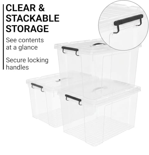 Image of 4 Pack 72 QT Storage Bins with Lids, Large Stackable Plastic Storage Containers, Heavy-Duty Clear Organizer with Secure Latches & Handles, BPA-Free, for Home, Office, Garage