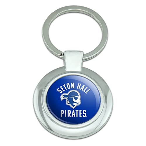 GRAPHICS & MORE Seton Hall Pirates Keychain Classy Round Chrome Plated Metal