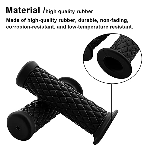 Motorcycle Non Slip Retro Rubber Handlebar Comfortable Handlebar 7/8" 22Mm 1" 24Mm Rubber Handle Grips (Black) #TOP2