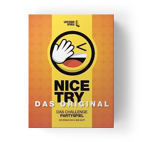Leipziger Spiele Nice Try &ndash; Das Challenge Party Spiel, Witziges Kartenspiel f&uuml;r 4-8 Spieler. Partyspa&szlig; auch f&uuml;r gro&szlig;e Runden.