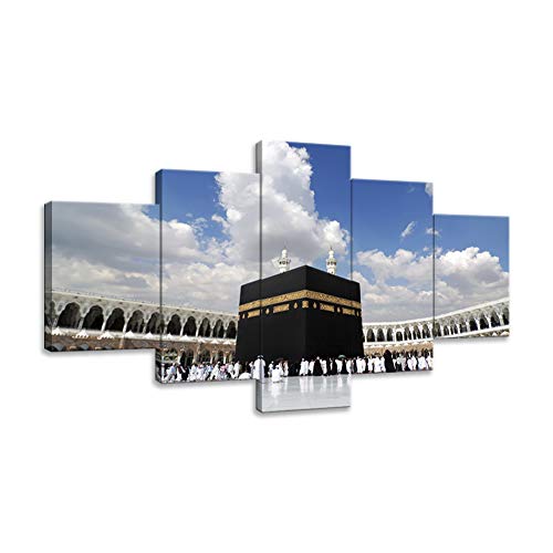 Kalawa Islamic Religion Wall Art Muslim Worship Painting Arabic Religion Activity Posters Religional Artwork Home Wall Decor Prints Pictures 5 Panels For Living Room Framed Ready To Hang #TOP22