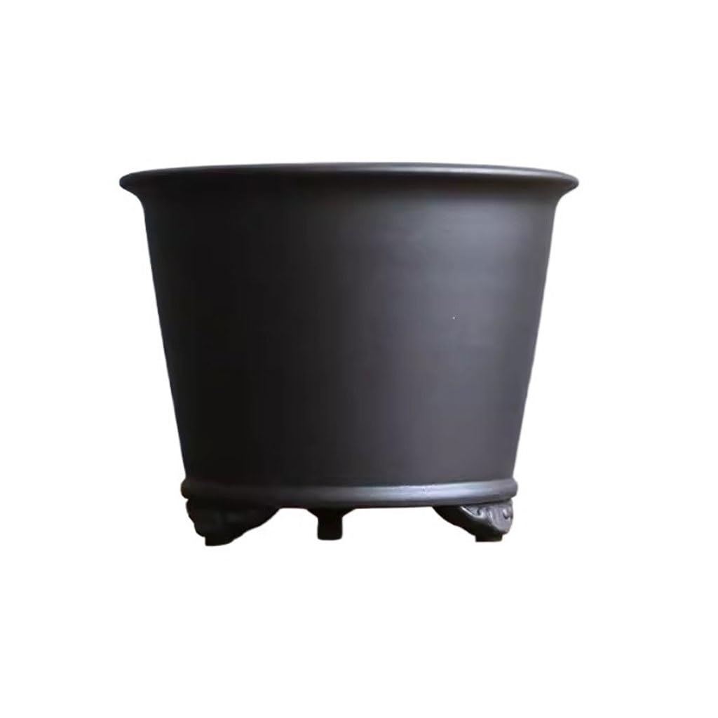 Gelasige A Flower Pots Simple Nd Tmospheric Black Mud Purple Sand Flower Pot Balcony Breathable Root Water Bsorbing Flower Pot Ornaments Outdoor Flower Pots