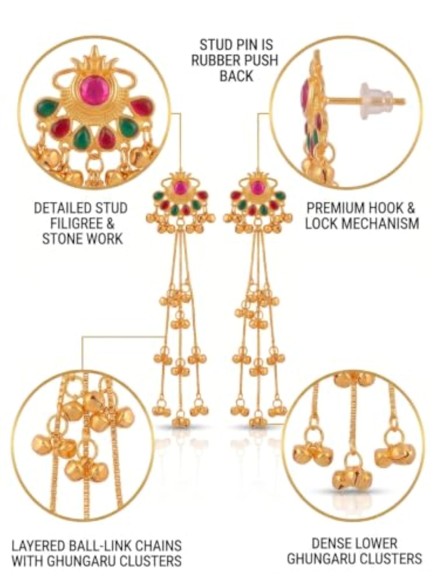Women's Traditional Kashmiri Long Chain Dangle Earrings