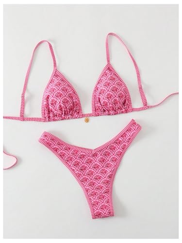 Women's 2 Piece Bikini Set Y2k Floral Triangle Tie Back Swimsuits Bathing Suit3