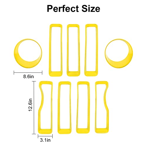 Image of CheroCar for JL Mesh Grille Grill Insert & Headlight Turn Light Cover Trim Exterior Accessories for Jeep Wrangler JL JLU 2018-2026 & Gladiator JT 2020-2026