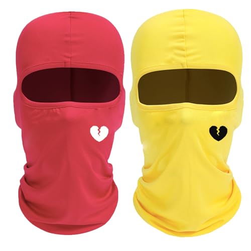 2 Uds. Balaclava Full Face para Hombre, Capucha de Ciclismo, Ski, Senderismo, Caza, Militar y Motocicleta (Rojo + Amarillo) miniatura 1