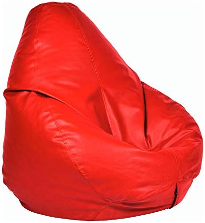 Ample Decor Bean Bag Cover (No Filling), Plush Toys Storage Soft Leatherette, Water Resistant, Durable Construction Sturdy Zipper, Ideal for Teenagers, Kids - Red