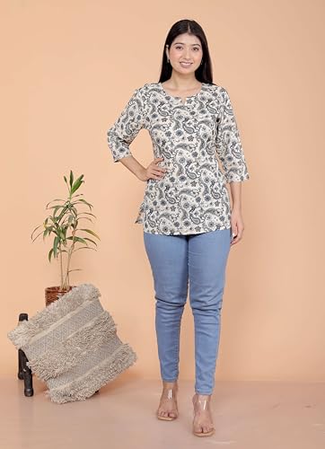 Image of Malikcraft Women's Rayon Printed Short Kurti Stylish Kurta for Women Trendy Short Kurta for Daily & Office Wear PR1