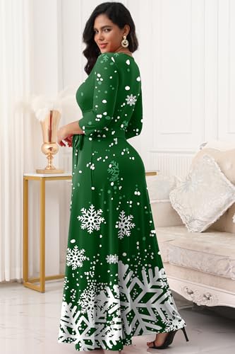 Image of FANDEE Plus Size Maxi Dress for Women Casual Summer Sundress V-Neck 3 /4 Sleeve