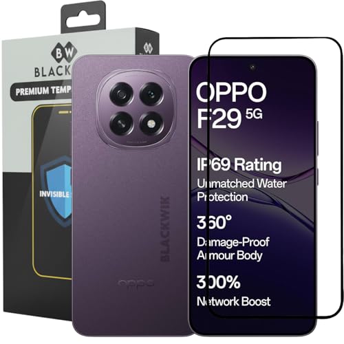 Image of Blackwik Tempered Glass Screen Protector for Oppo F29 with Edge-To-Edge Protector Coverage | Easy Installation Kit (Black)
