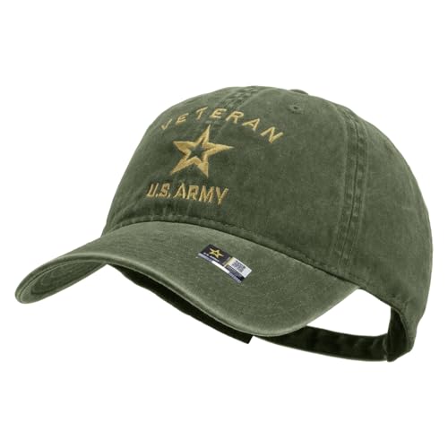 e4Hats.com U.S. Army Veteran Military Embroidered Washed Solid Pigment Dyed Cotton Twill Brass Buckle Cap - Image 3