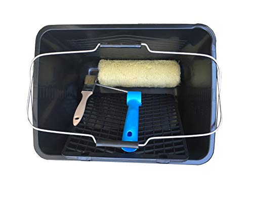 TECPINT KIT PISCINAS - Rodillo de Pintura Calidad Profesional con Cubeta Rejilla y Pincel - ESPECIAL PINTAR PISCINAS