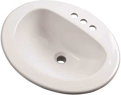 KCHEX 17" x 20" White Oval Lavatory Sink for Mobile Homes Includes ...