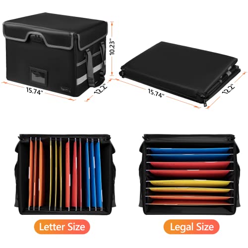 Tamfile Fireproof Document Box, File Box With Lock, Portable File Storage Organizer With Card Slot And Usb Slots, Filing Box With Handle, Collapsible File Organizer For Hanging Letter/Legal Folder #TOP2