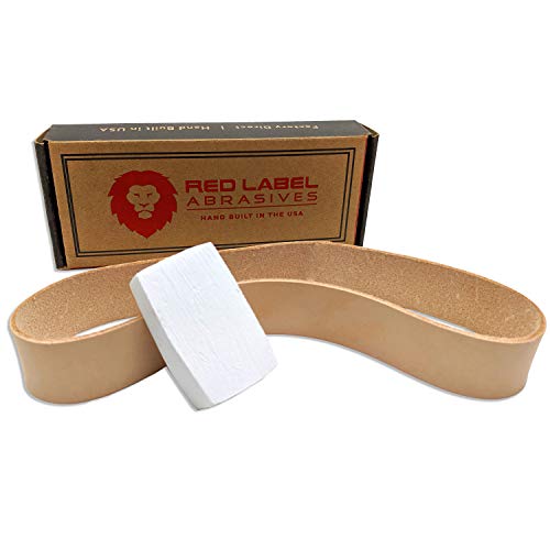 Red Label Abrasives 1 x 45,7 cm Messer Maker Leder Honing Streichriemen Gürtel mit Polierpaste (kompatibel mit Ken Onion Blade Schleifaufsatz)