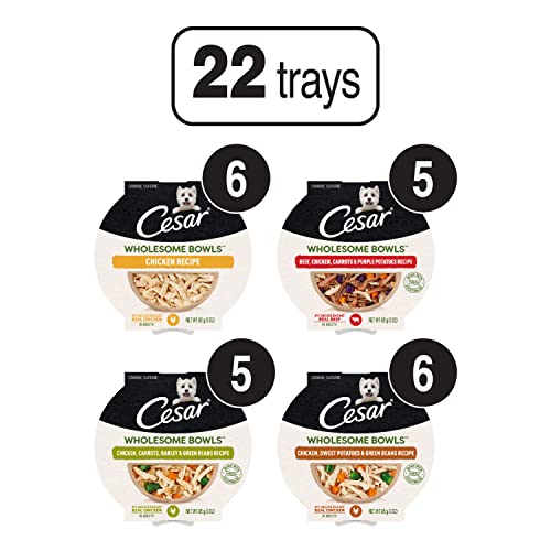 Cesar Wholesome Bowls Adult Wet Dog Food Variety Pack, 3 oz. Bowls (22 Count, Pack of 1) - Image 3