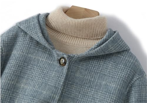 Cromoncent Girls Plaid Dress Coat Wool Single Breasted Fall Winter Outerwear with Hood, 2-12 Years3