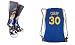 Forever Fanatics Golden State Curry #30 Ultimate Basketball Fan Gift Set Bundle ✓ Curry #30 Crew Socks Sizes 6-13 ✓ Matching Curry #30 Jersey Drawstring Backpack (Size 6-13, Curry #30 Gift Set)