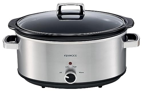 KENWOOD 6.5L Slow Cooker / Slow Rice Cooker with 3 Heat Settings (Low High & Warm) Large Capacity Family Cooker Preserves Flavour Herbs & Spices Absorption Makes Meat Tende SCM70.000SS Silver