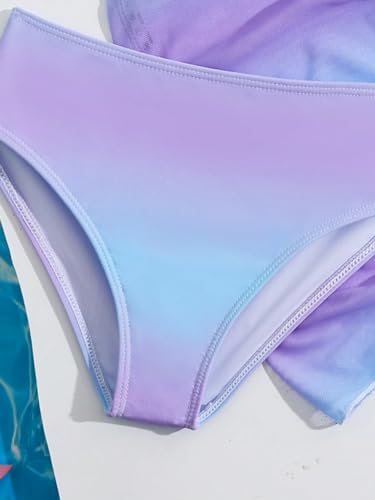 WDIRARA Toddler Girl's 3 Piece Swimsuit Set Halter Triangle Bikini Ombre Bathing Suits Swimwear with Cover Ups4