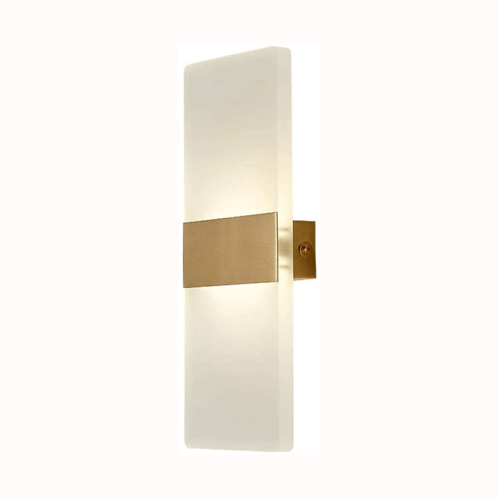 Lámpara de pared acrílica rectangular de 12W con iluminación LED homogénea dorada