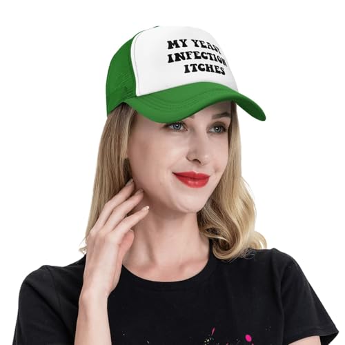 Image of My Yeast Infection Itches Trucker Hat Funny Baseball Caps Adjustable Fishing Hats for Men Women Black