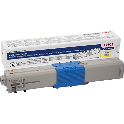 Genuine Brand Name OEM Okidata C332dn/MC363dn Yellow Toner Cartridge (3K YLD) 46508701