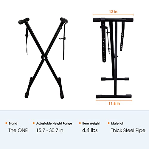 Image of The ONE Single-X Keyboard Stand, Pre-Assembled X-Style Keyboard Stand with Locking Straps & Quick Release Mechanism, Adjustable Piano Stand