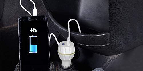 Image of Akasaki AC-26 Dual Port Car Charger with Data Cable (White)