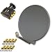 Produktbild PremiumX Antenne DELUXE100 Aluminium 100cm Digital SAT Schüssel Spiegel in Anthrazit Quad LNB 8X F-Stecker
