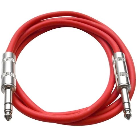 Seismic Audio - SATRX-6 - Red 6' 1/4" TRS to 1/4" TRS Patch Cable Cover