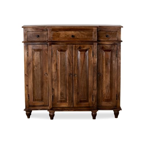 Image of Harvey Wooden Sideboard Cabinet for Living Room | Antique Wooden Cabinet for Storage Organizer with Doors | Cabinet for Home | Wooden Storage Furniture for Home | Walnut