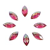 500Pcs in Bulk 7X15mm Crystal AB Acrylic Flatback Rhinestones Eye Shaped Diamond Beads for DIY Crafts Handicrafts Clothes Bag Shoes Wholesale, Rose AB