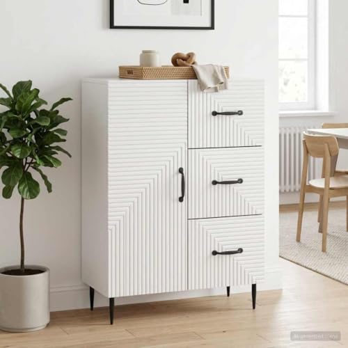Makastle Buffet Blanc Brillant 66 x 34,5 x 89,5 cm Bois d'ingénierie – vue 2