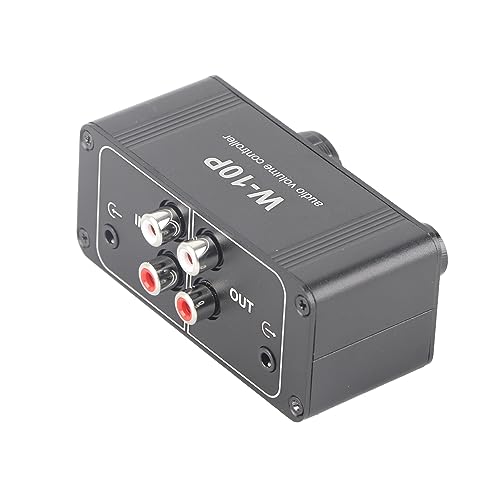 Controlador de volumen de audio estéreo mini y atenuador pasivo con entrada y salida de jack de 3.5 mm, carcasa de aleación de aluminio para control de señal, interruptor pasivo portátil pequeño para preamplificadores miniatura 6